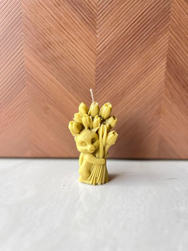 Candle - Rabbit Bouquet Yellow Design
